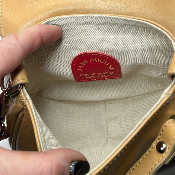 Jane August Camel Tan Brown Leather Crossbody Bag - Picture 11 of 11